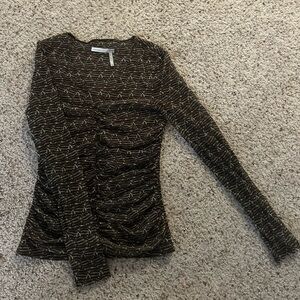 Brown Long Sleeve cinch mesh